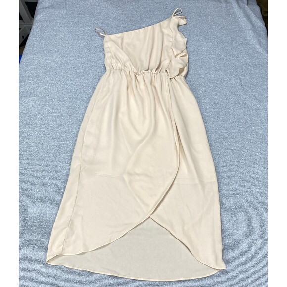Everly One Shoulder Wrap Dress Womens Size Small Cream - Picture 1 of 14